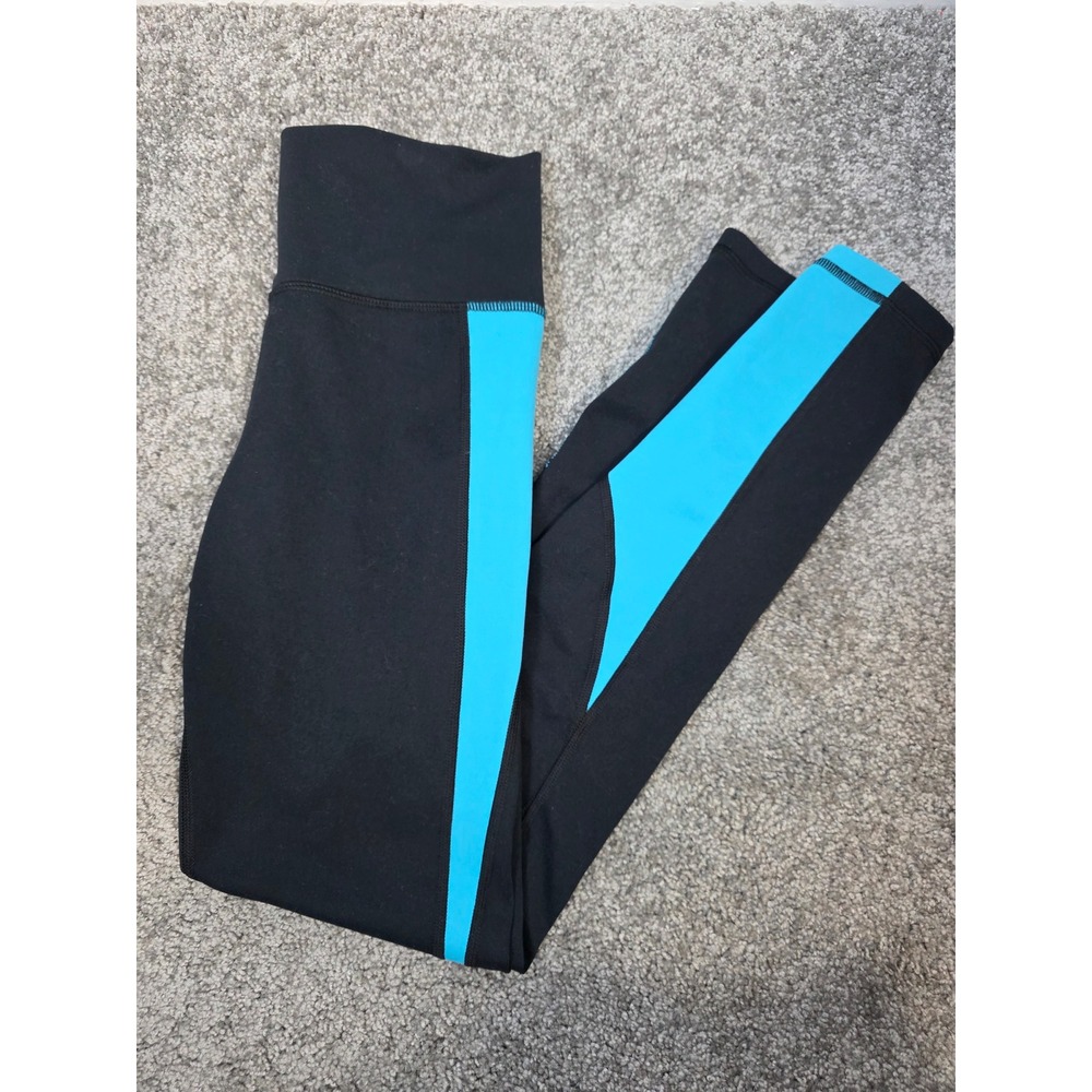 Under Armour HeatGear Womens Small Black Blue Colorblock Fitted Leggings /B75